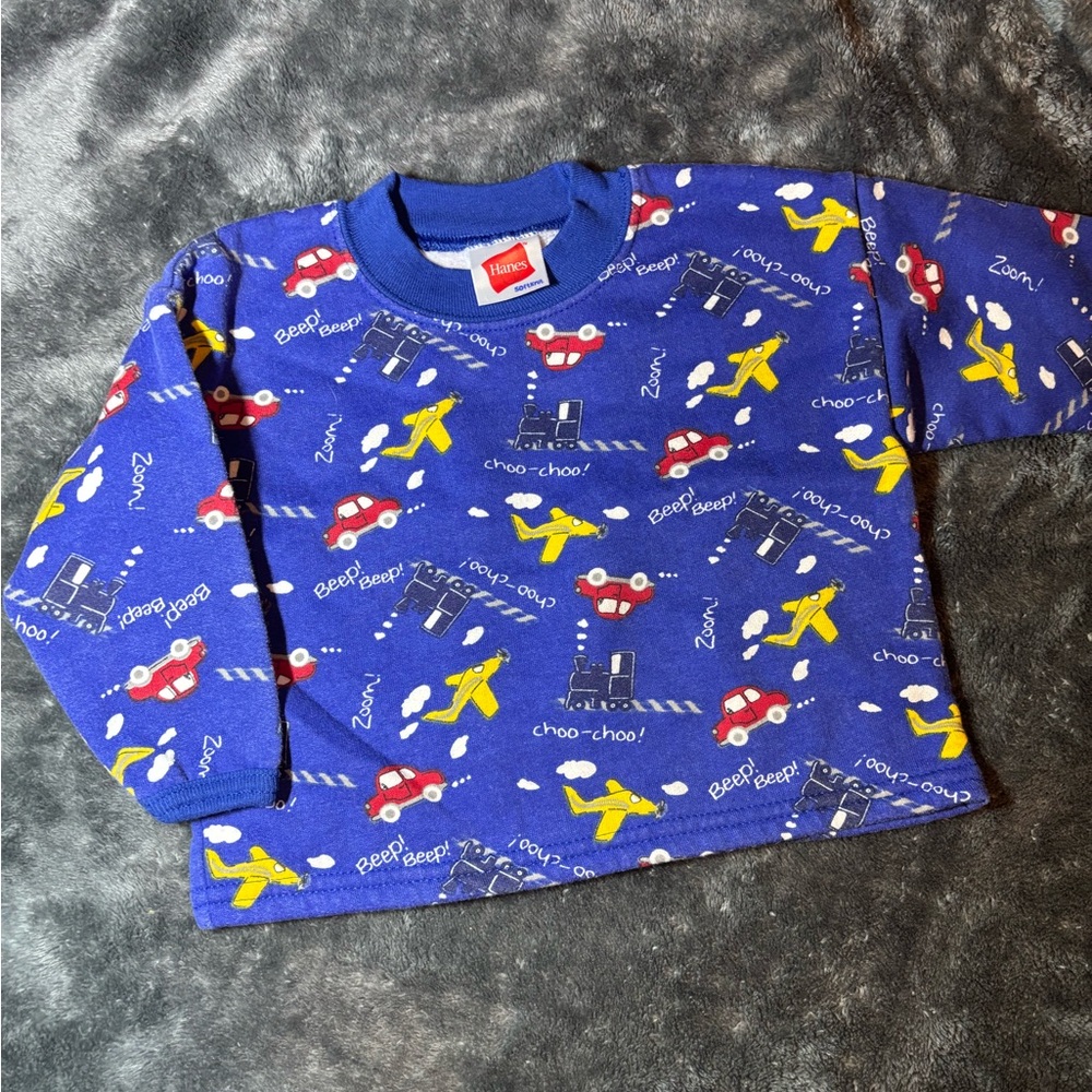 Hanes Blue Kids' Sweater with Fun Car Design